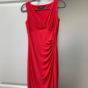 Ralph Lauren Pink Ruched Knee Length Dress Size 4 sleeveless